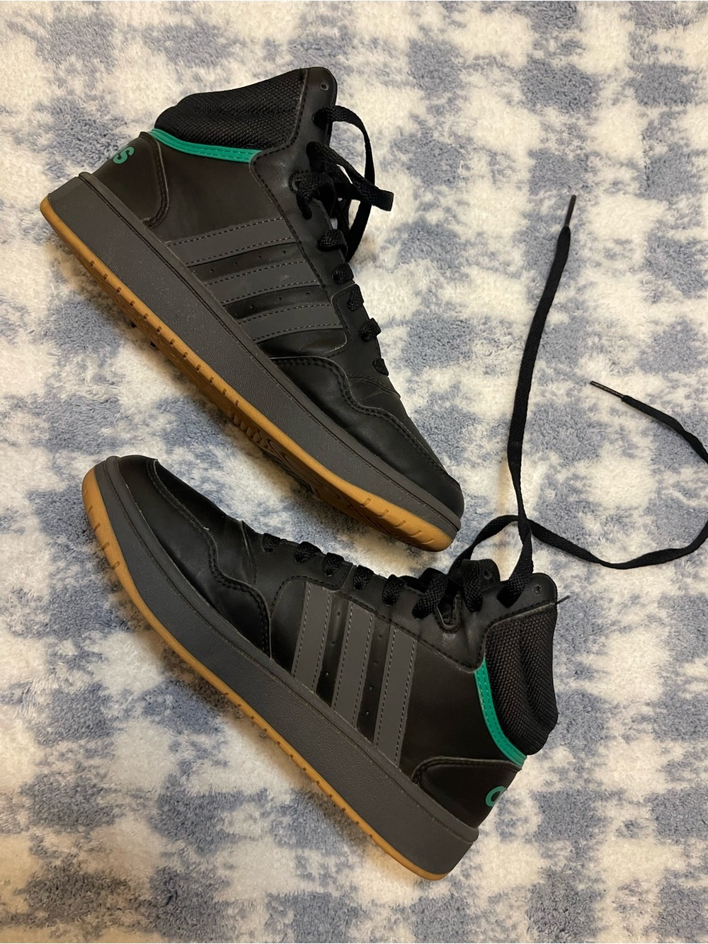 adidas Black High-Top Sneakers with Teal Logo - Picture 2 of 6